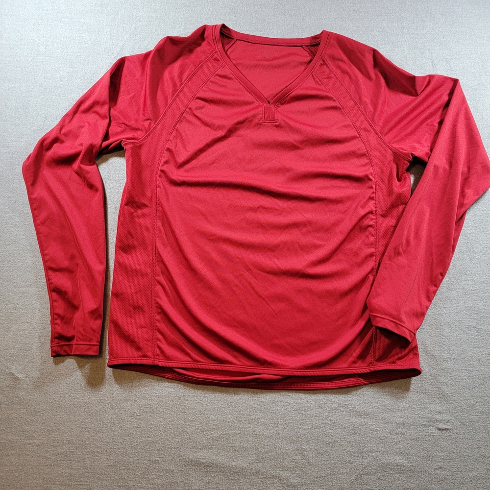 C9 by Champion Long Sleeve Top Womens XL Red Excellent Mesh V-Neck Activewear